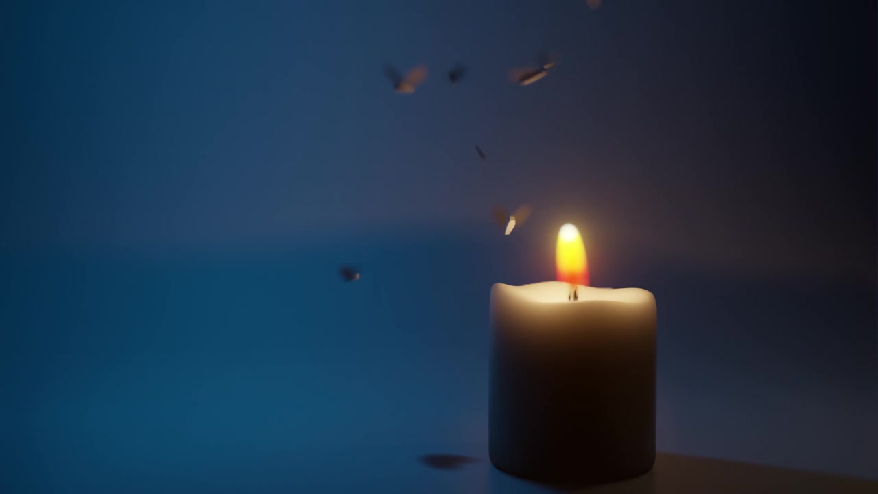 Mesi animati e fiamma di candela