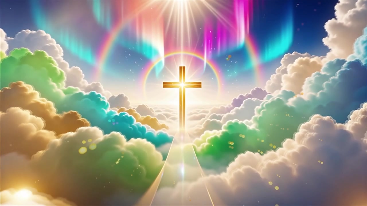 Christian Cross Heavenly Light Worship Background
