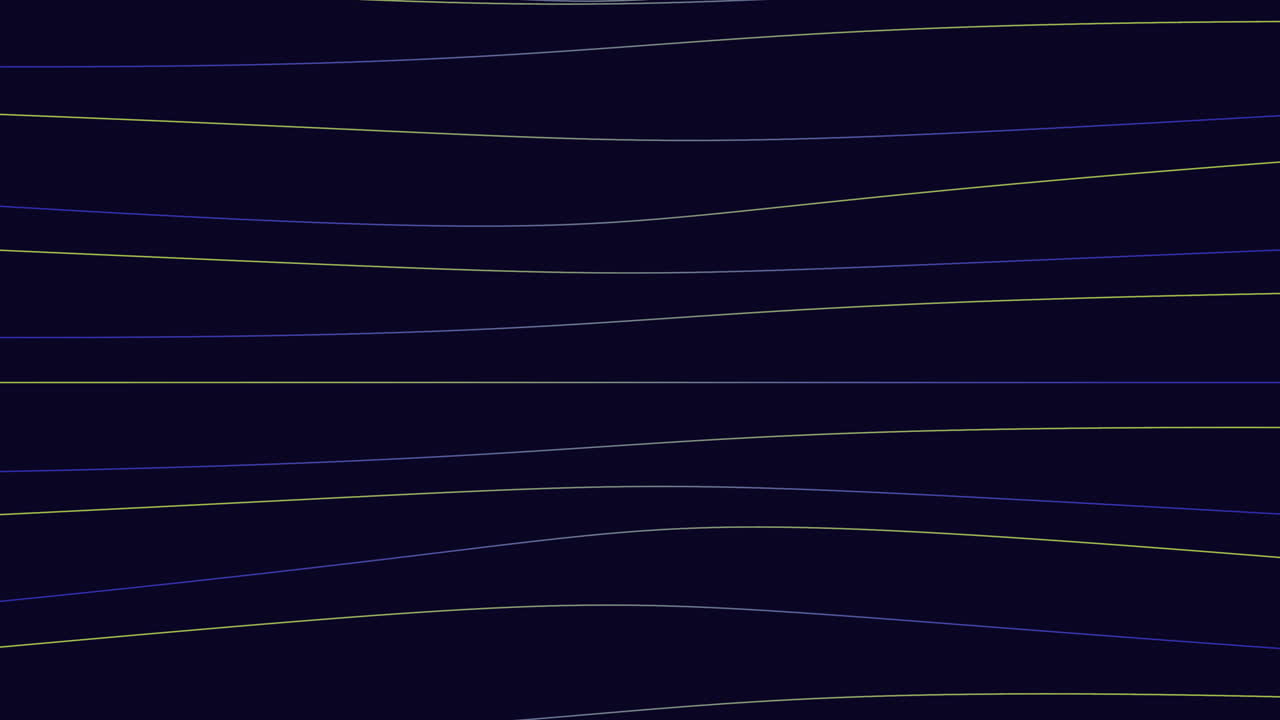 물결 모양의 선과 노란색 점이 있는 추상적인 검은색과 파란색 배경