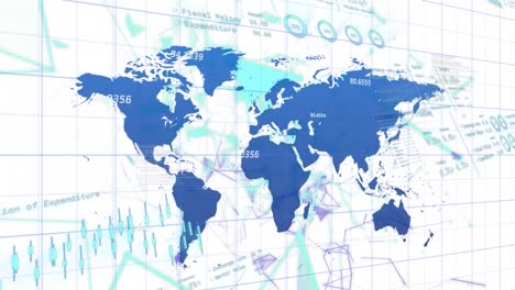 animation of financial data processing over world map