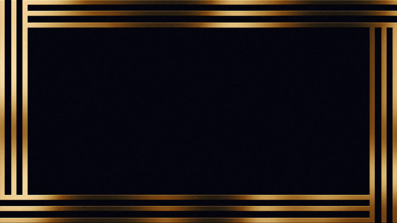 Cornice dorata animata che si forma su sfondo nero.
