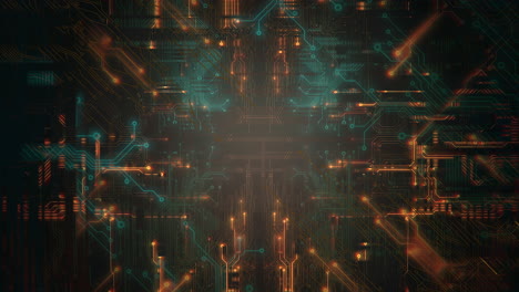 cyberpunk animation background with computer chip lines and grid 1