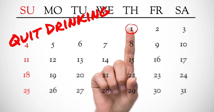 Animazione della scritta rossa "smettere di bere" e un dito che indica il 1° gennaio sul calendario