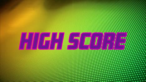 animation of l high score text over yellow and green background