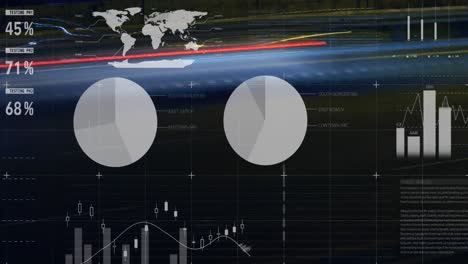 Animation-of-multiple-graphs-and-computer-language-moving-over-light-trails-at-night