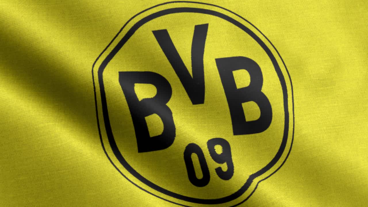 Yellow 4k closeup animated loop of a waving flag of the Bundesliga soccer team Borussia Dortmund