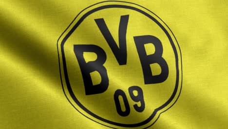 yellow 4k closeup animated loop of a waving flag of the bundesliga soccer team borussia dortmund