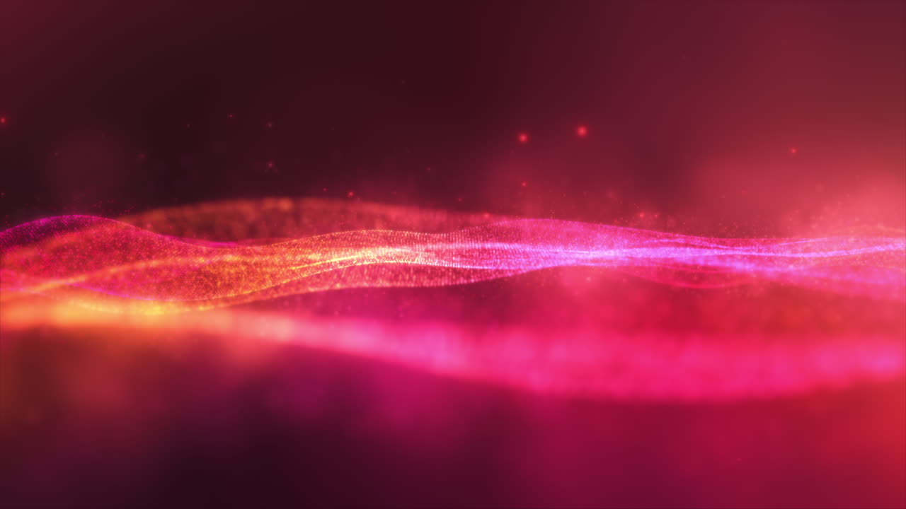 사이버 공간 환경 배경에 흐르는 미래형 추상 디포커스 화재 입자