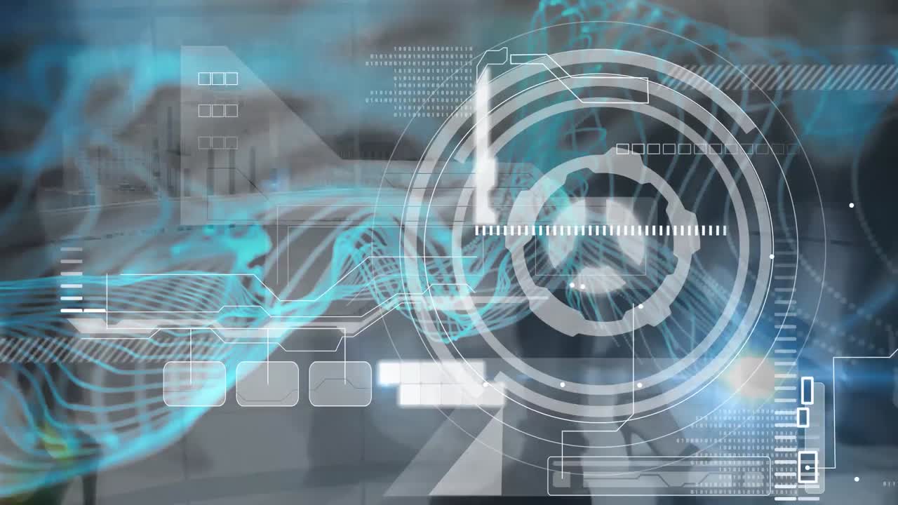 animación del escaneo del alcance y el procesamiento de datos sobre los peatones que caminan en movimiento rápido