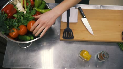 preparing a vegetable dish