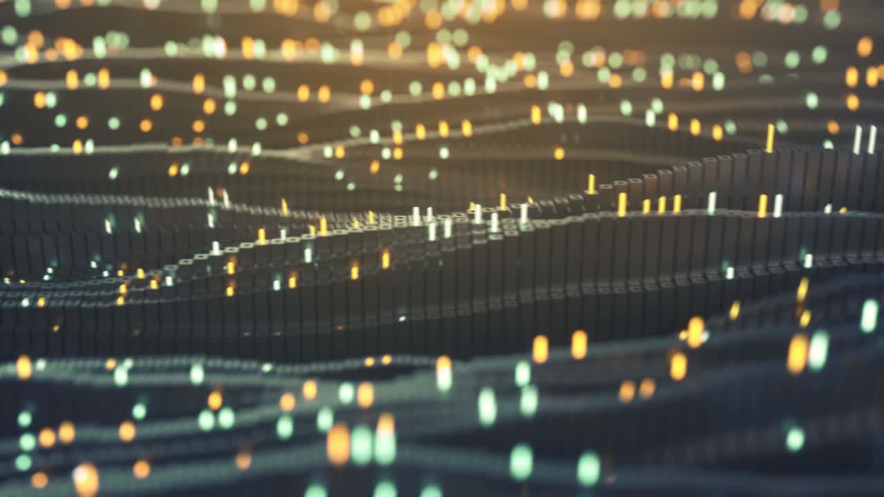 Dynamic matrix of glowing cubes seamless loop 3D render animation