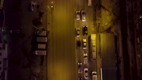 night traffic aerial view of city intersection