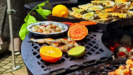 seafood bbq party in indonesia, delicious grilled food