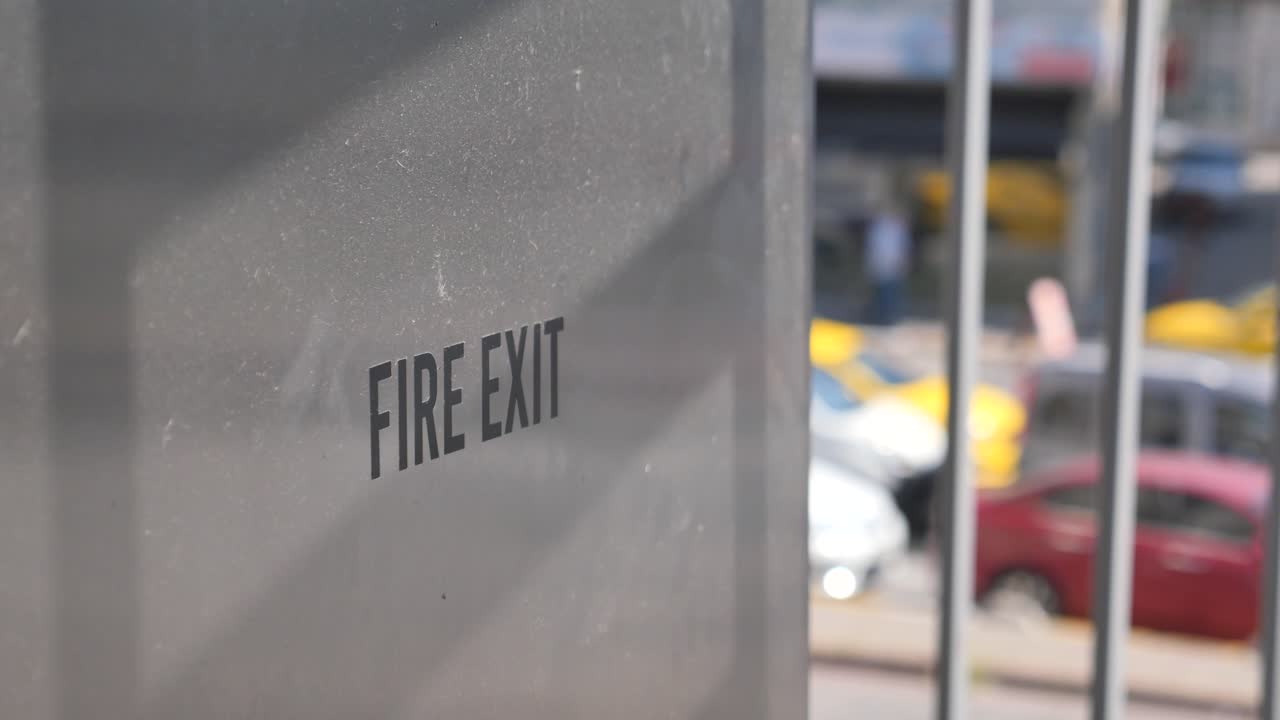 Fire Exit Sign on a Metal Door