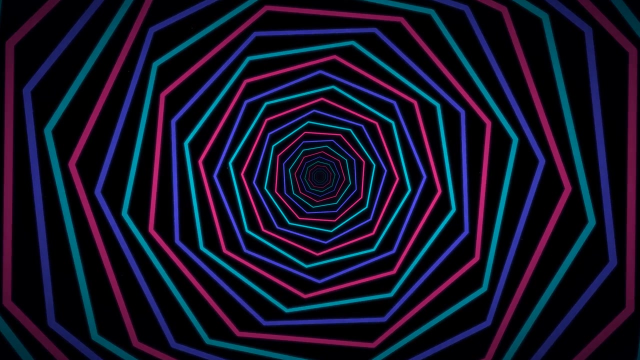 Animazione di un Tunnel Geometrico Astratto al Neon