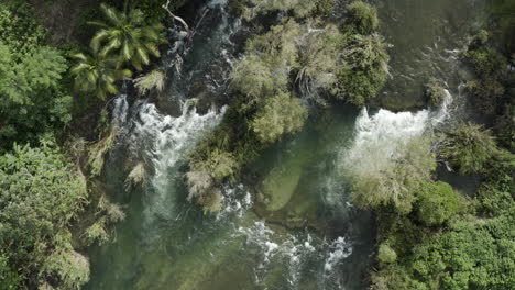 Beautiful-Overhead-View-of-Water-Traveling-Down-River-in-Mexico