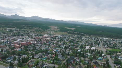 downtown leadville colorado at sunrise aerial
