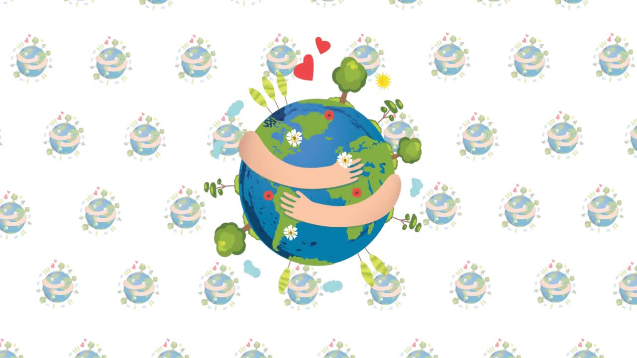 ⁇ 색 배경 에 있는 손 에 있는 지구 의 애니메이션