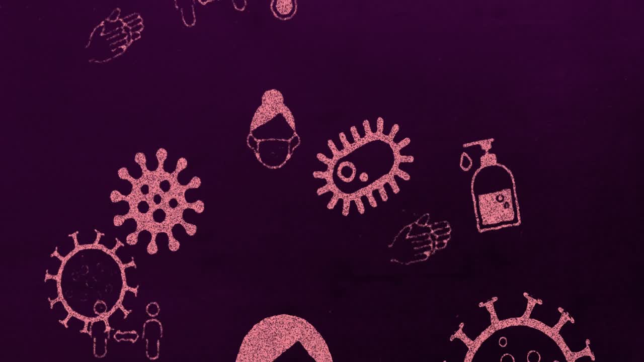 células de covirus que se extienden máscara pulmones distanciamiento social iconos rojos