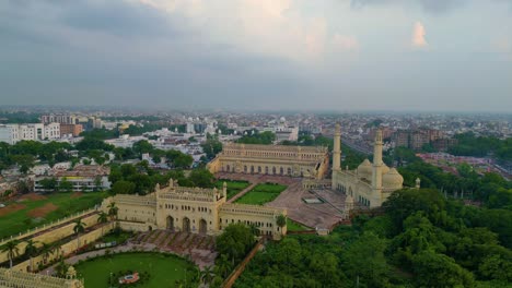 husainabad clock tower and bada imambara india architecture view from drone