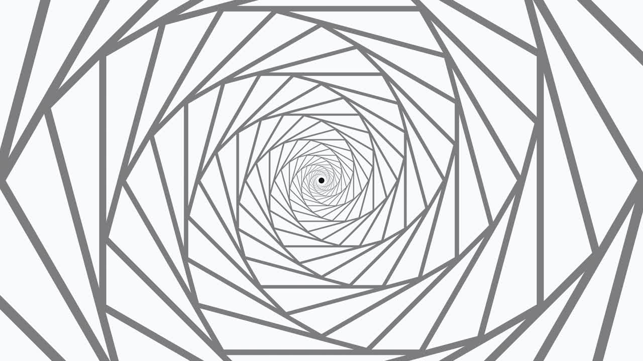 4k черно-белое линейное искусство абстрактная спиральная фоновая циклная анимация. абстрактная линия движения графическая фоновая черно- белая бесперебойная циклная фоновая..