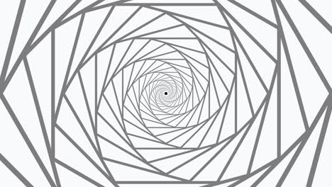 4k arte de línea en blanco y negro animación de bucle de fondo en espiral abstracta. fondo de gráficos de línea de movimiento abstracto fondo de bucle sin costuras en blanco y blanco..