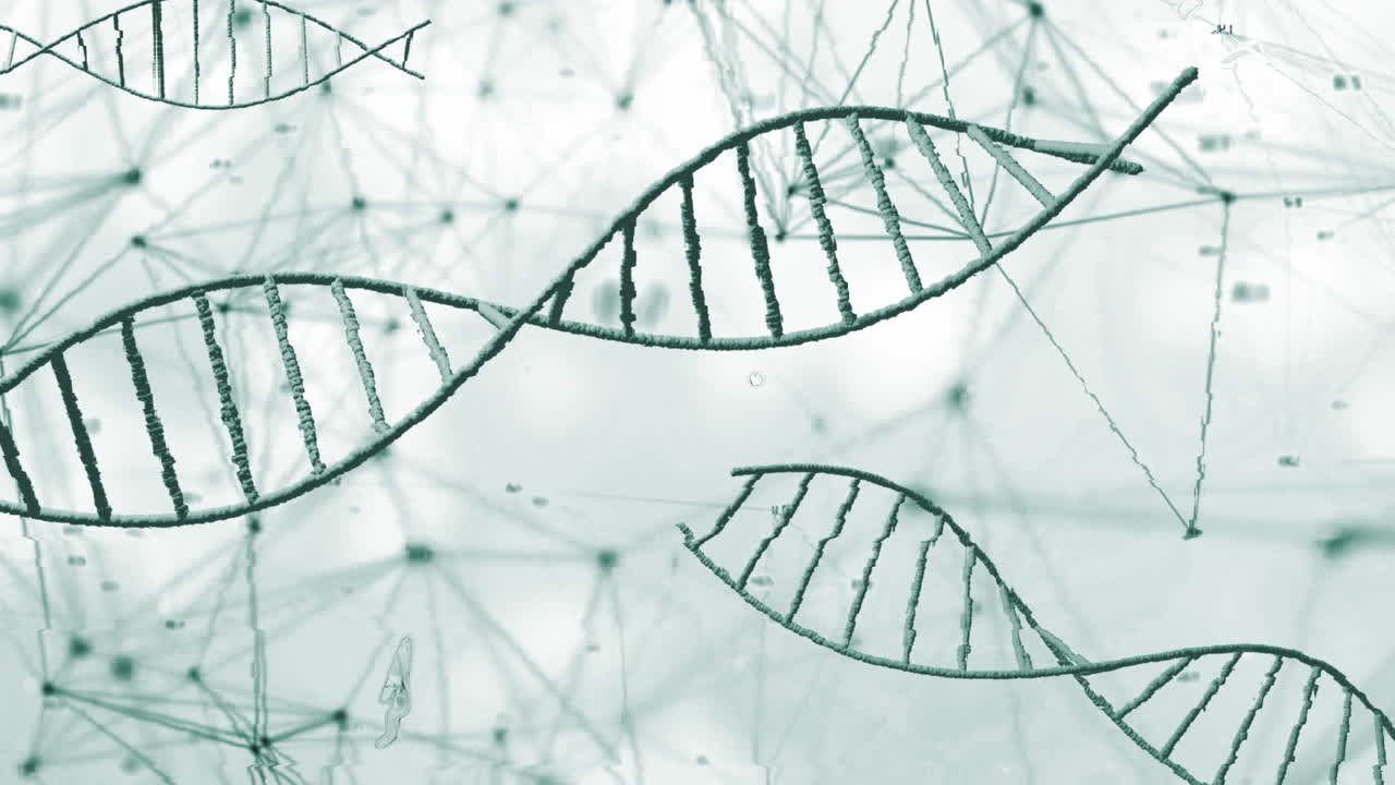 Animazione macro di un filamento di DNA 3D arancione che ruota