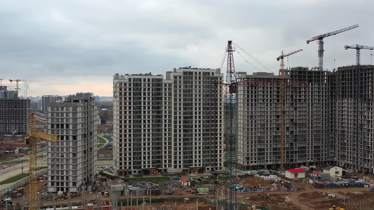Aerial View of Modern High-Rise Building Construction Site