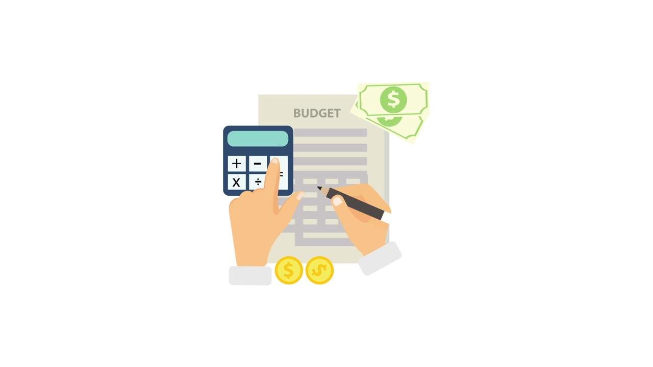 Animated Hands Calculating Budget and Managing Finances