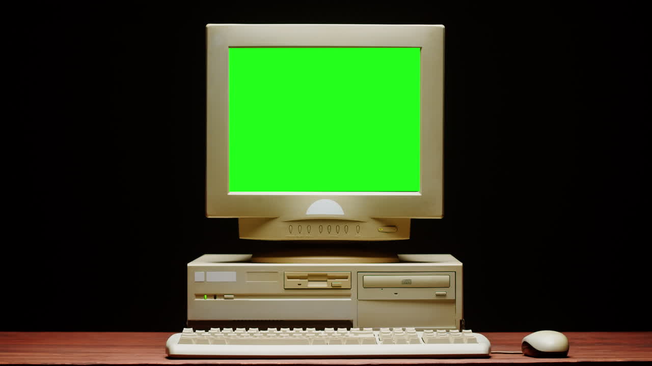 Vintage Computer with Green Screen Monitor