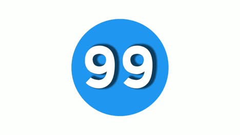 number 99 sign symbol animation motion graphics icon on blue circle white background,cartoon video number for video elements