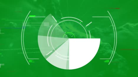 animation of data processing and scope scanning over clouds