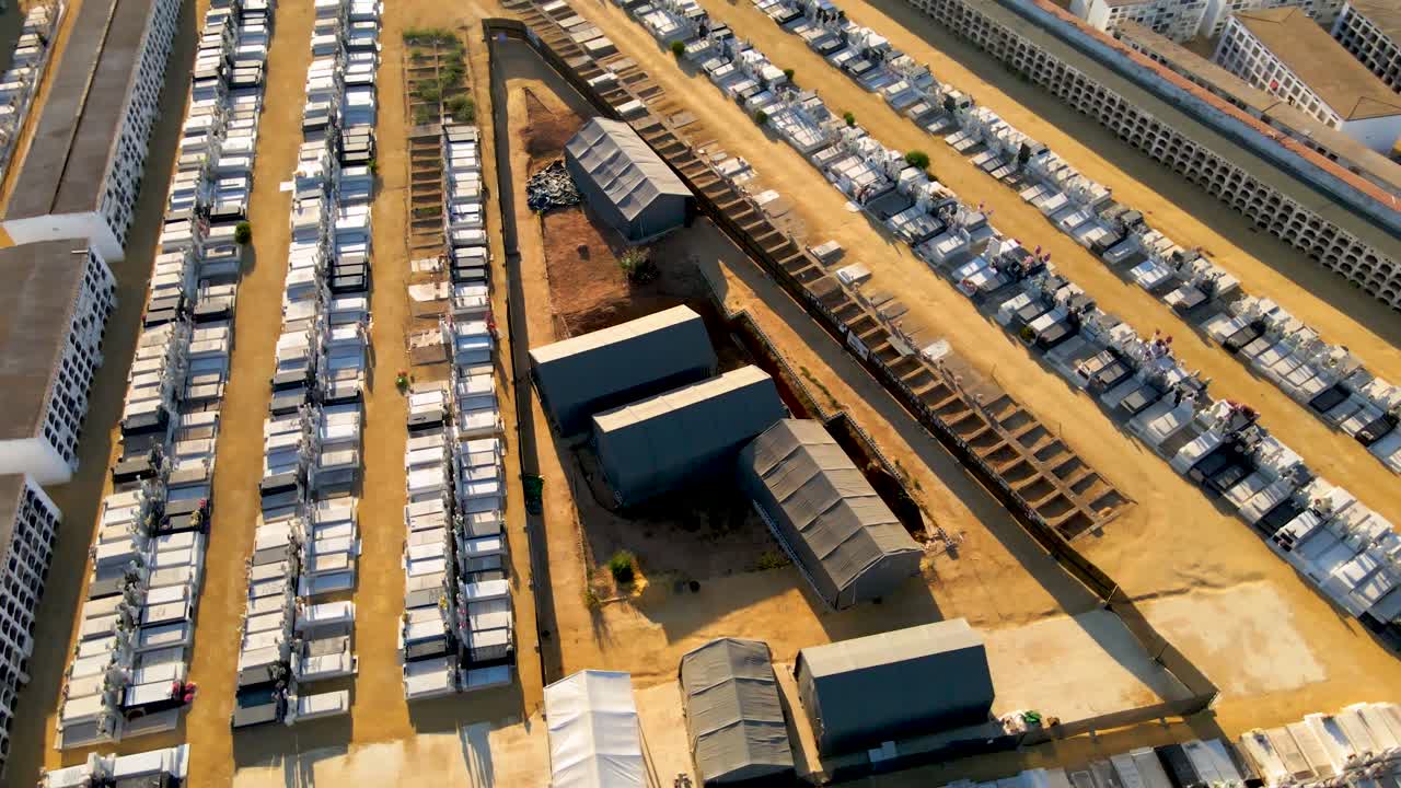 세비야의 산 페르난도 공동묘지에서 피코 레자 대량 무덤의 궤도 샷