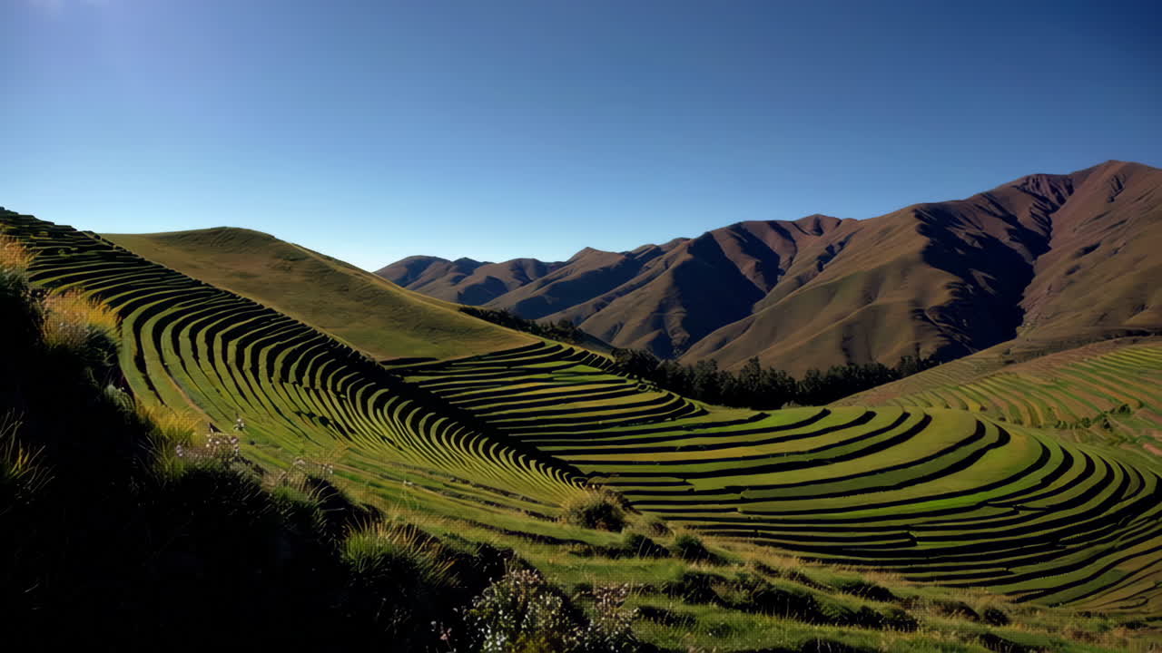 Andean Terraced Fields with Person