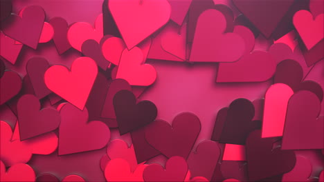 animación primer plano patrón de pequeños corazones románticos sobre fondo rojo brillante del día de san valentín.