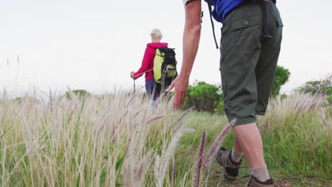 senior couple on a hike together in nature