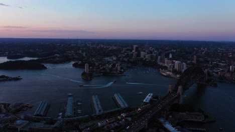 Sydney---Vuelo-Al-Atardecer-En-El-Puente-Del-Puerto