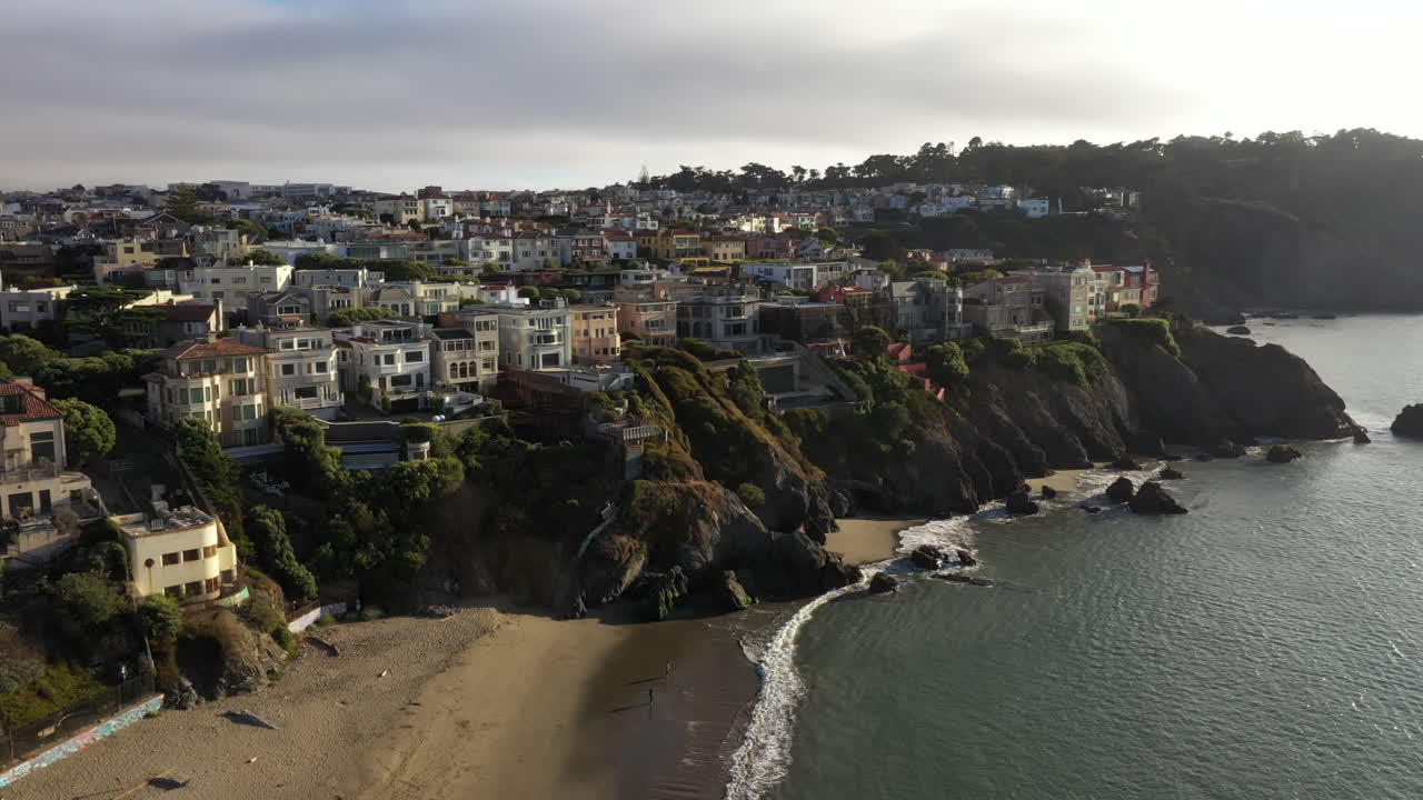Seacliff Affluent Neighborhood On The West Side Of San Francisco, California, United States. Aerial Drone Shot