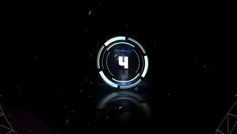 animation of rotating safe lock and countdown, with pink and white tunnel on black with white specks