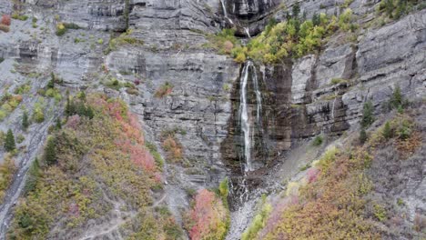 bridal veil falls cascades, provo canyon, utah - wide aerial pull back