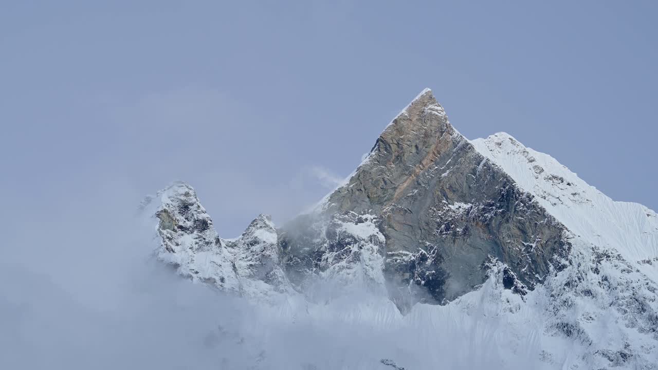 Snowcapped Mountains Top Background with Copy Space, Point Pointed Mountain Summit Background with Copyspace, Minimalist Blue Mountain Landscape Nature Background of Mountain Peaks
