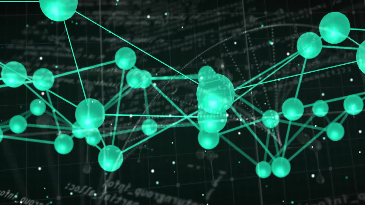 검은색 배경에 데이터 처리 및 dna 스트랜드를 통해 연결 네트워크의 애니메이션