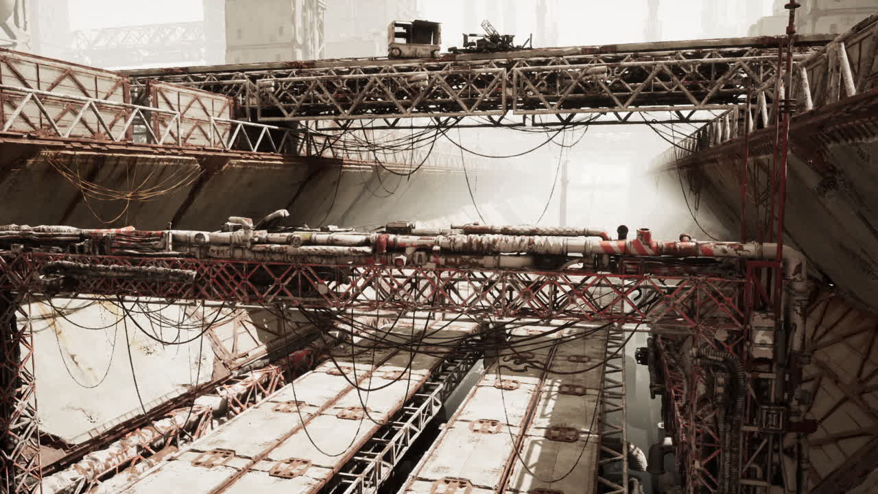 paisaje urbano futurista en ruinas