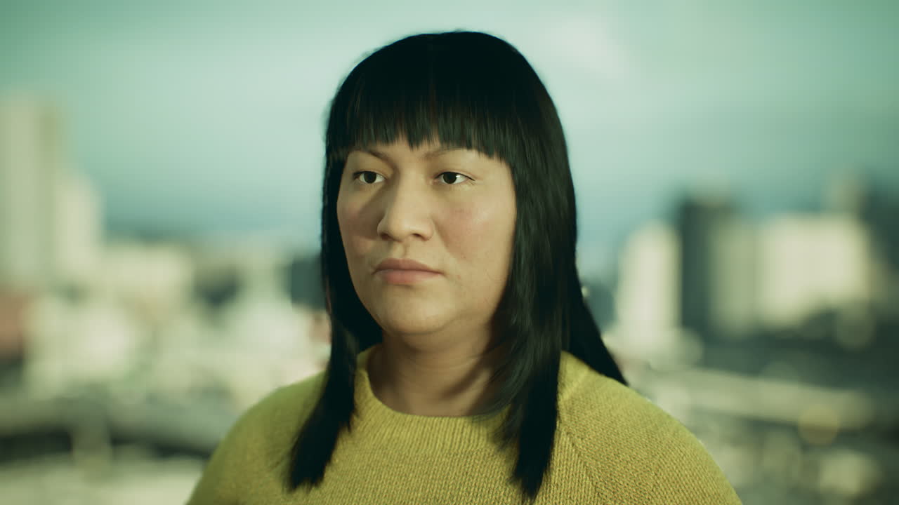 도시에서 멕시코 여성 초상화