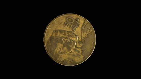yugoslavia 1955 50 dinara coin reverse with man and woman portraits, wheat ears and cogwheel