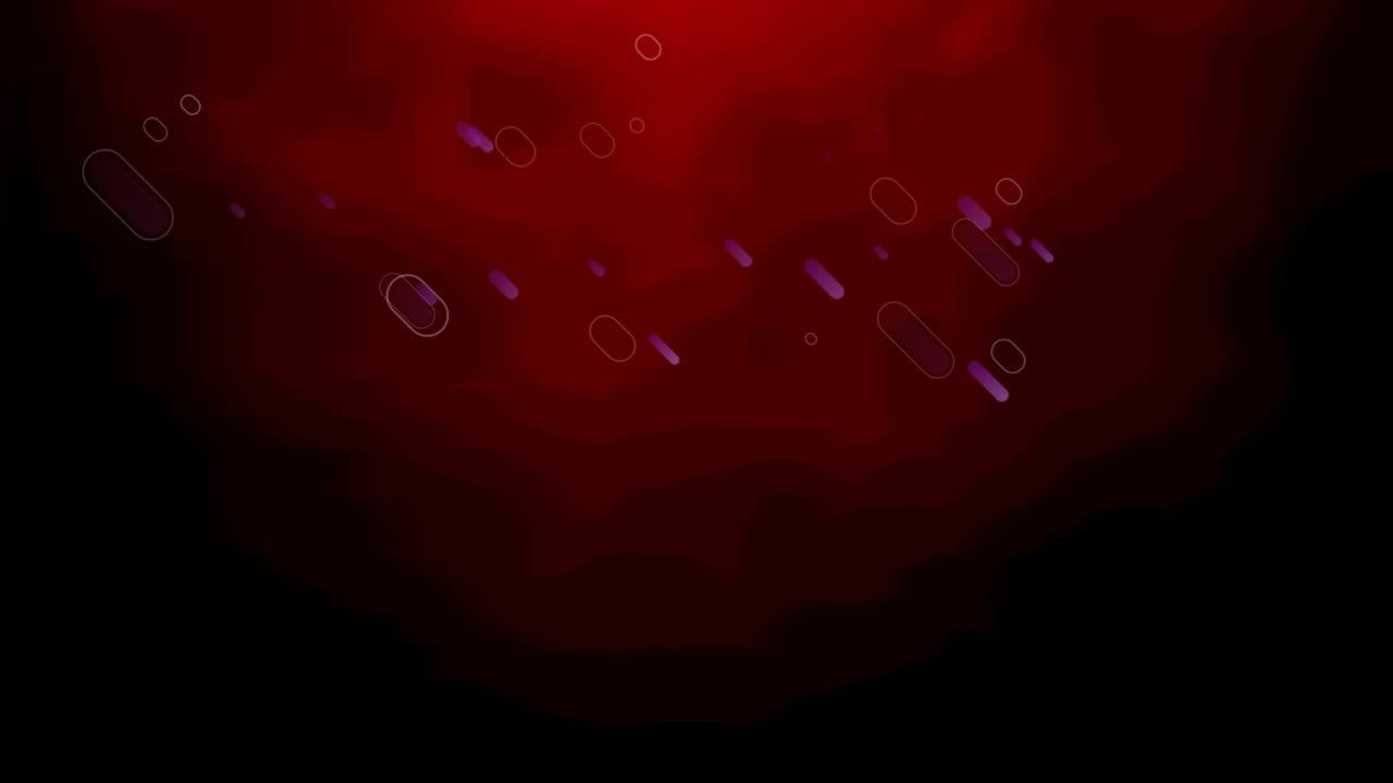 빨간색에서 검은색 배경으로 움직이는 여러 개의 보라색 빛 트레일의 애니메이션