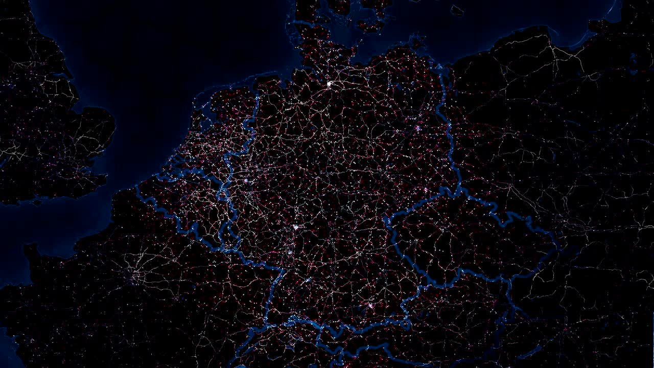 Map of Germany. Night view from space.