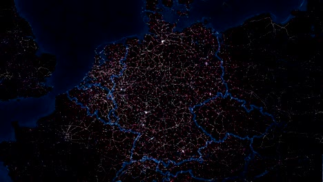 map of germany. night view from space.