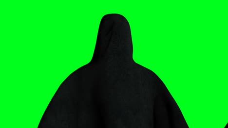 mystery fear ghost animation . dynamic hoodie. isolate. realistic 4k green screen animation.