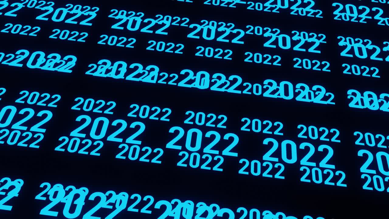 fondo de números azules del próximo año nuevo 2022. animación de bucle vj para sus hermosos videos. creatividad exitosa!